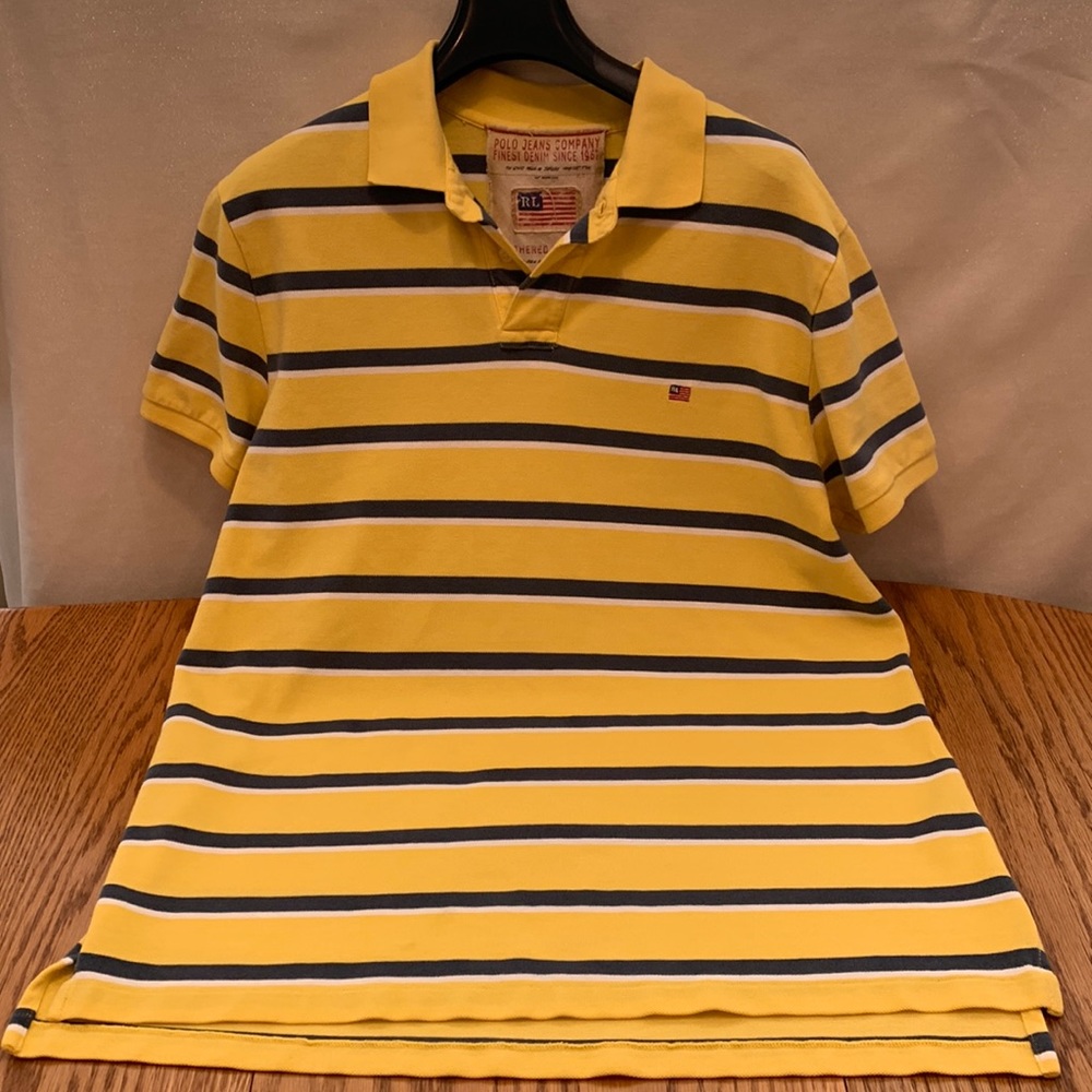 Ralph Lauren Yellow/Gray/White Polo Shirt Size L